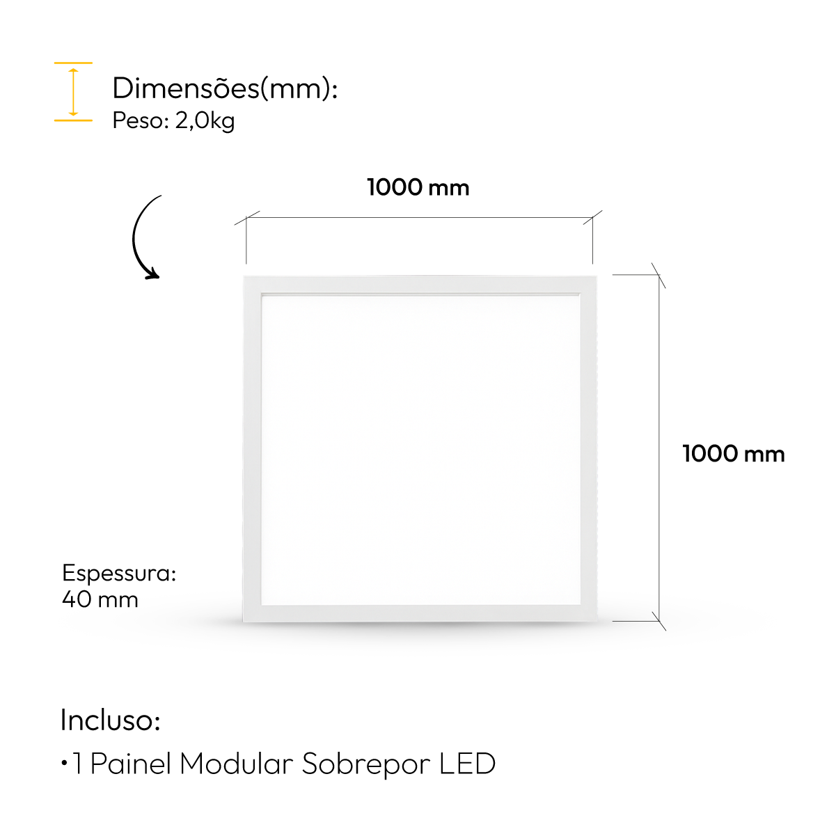Painel Led Plafon Modular 60w 6500k Sobrepor Quadrado Alut
