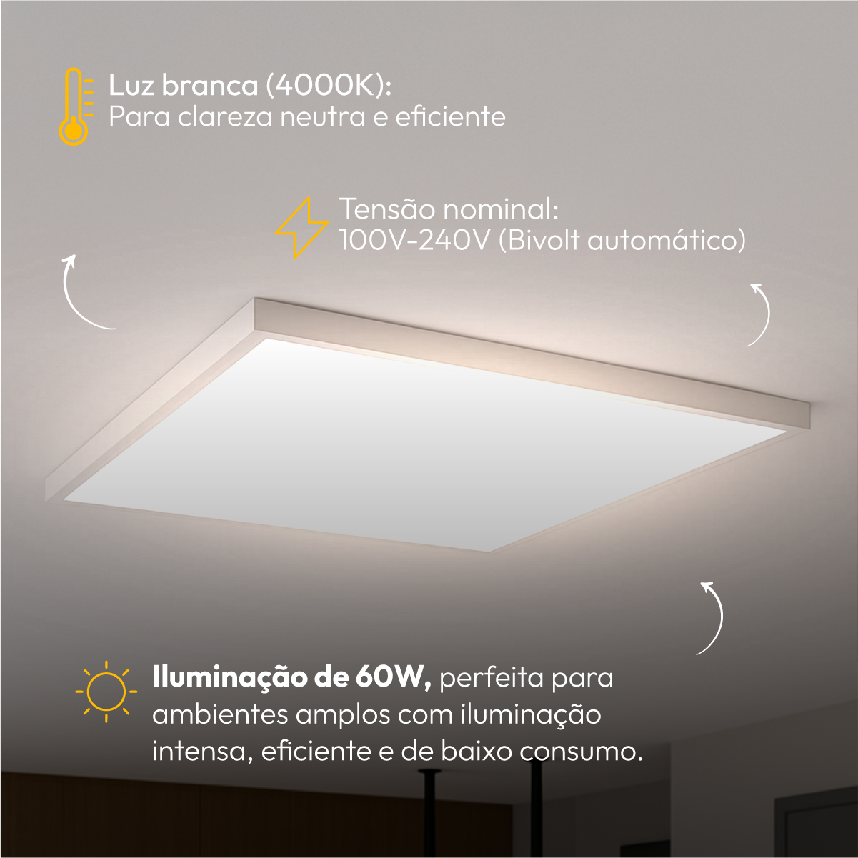 Painel Led Plafon Modular 60w 4000k Sobrepor Quadrado Alut