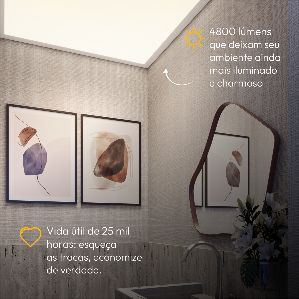 Painel Led Plafon Modular 60w 4000k Sobrepor Quadrado Alut