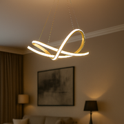 Lustre Luminaria Pendente de Led Iris 36w 3 variações de Luz Cor Dourado Alut By Avant