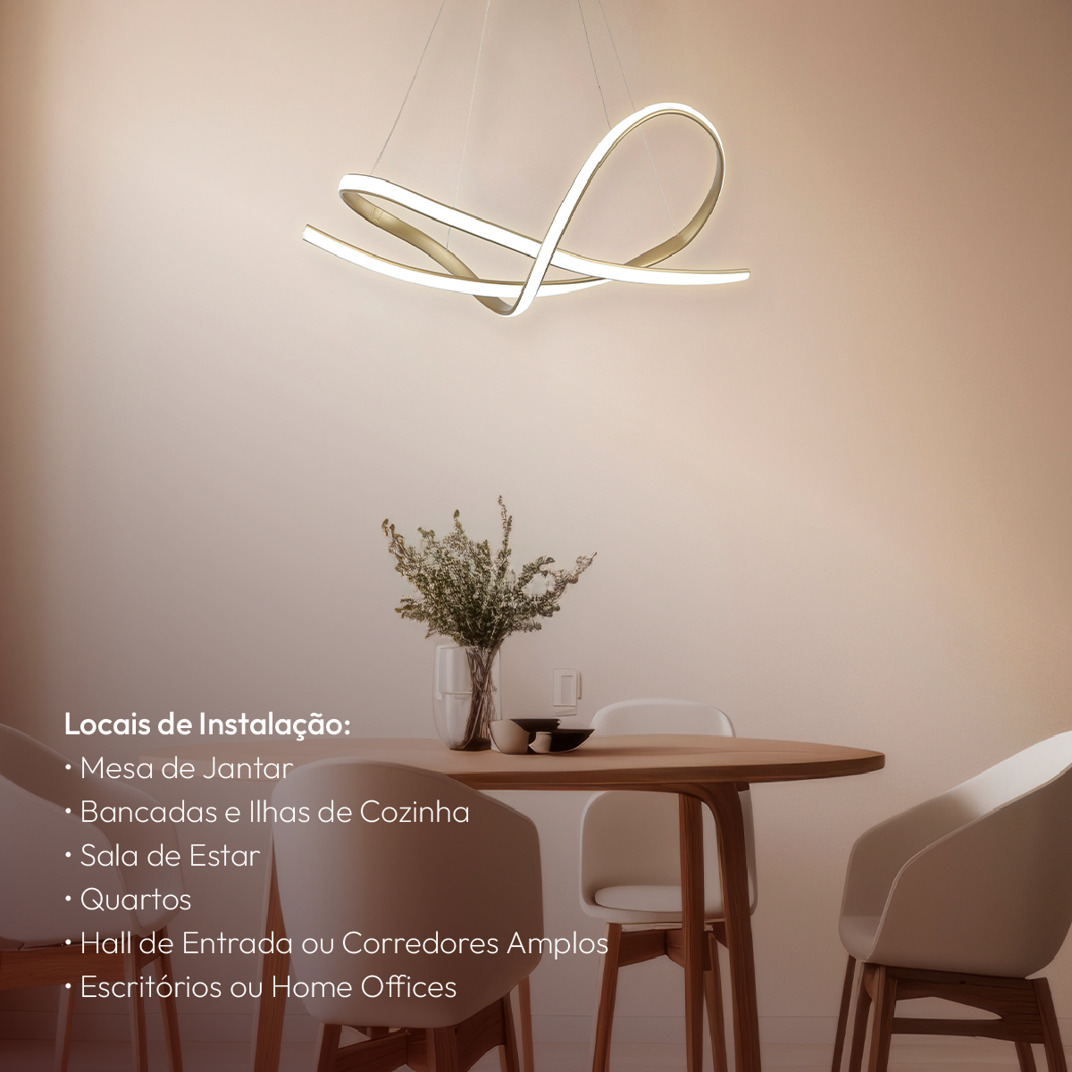 Lustre Luminaria Pendente de Led Iris 36w 3 variações de Luz Cor Dourado Alut By Avant