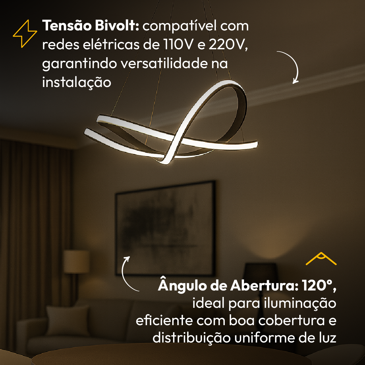 Lustre Luminária Pendente Led Iris 36W Preto Alut