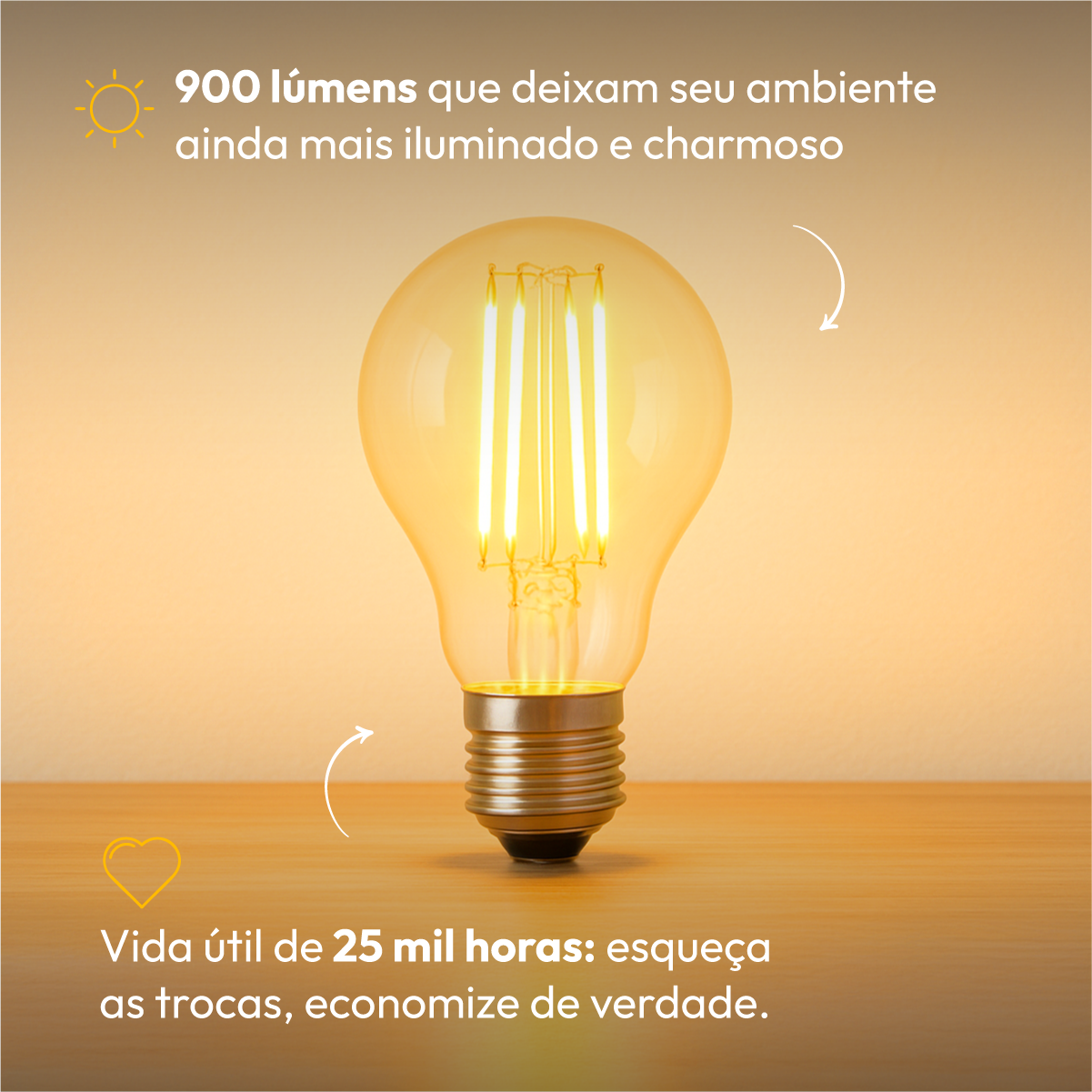 Lâmpada Led Pera Filamento Clear 15w 2700k Branco Quente E27 Alut
