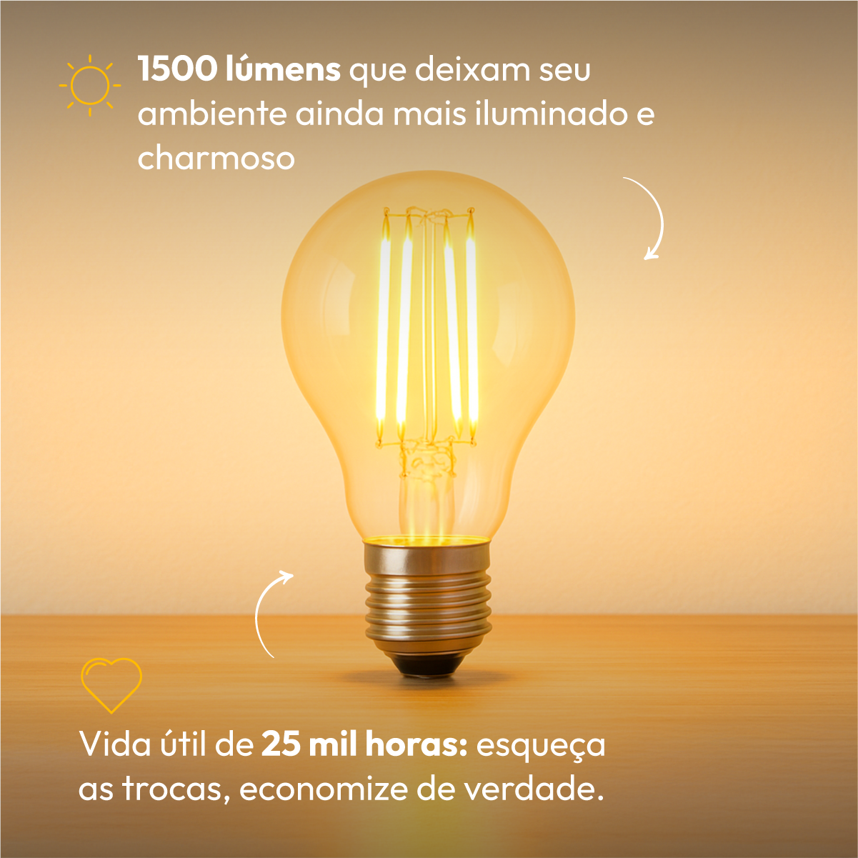 Lâmpada Led Pera Filamento Clear 9w 2700k Branco Quente E27 Alut