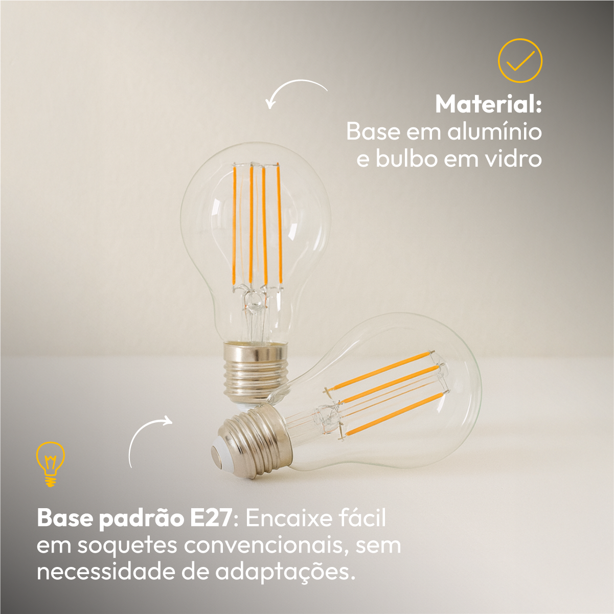 Lâmpada Led Pera Filamento Clear 9w 2700k Branco Quente E27 Alut