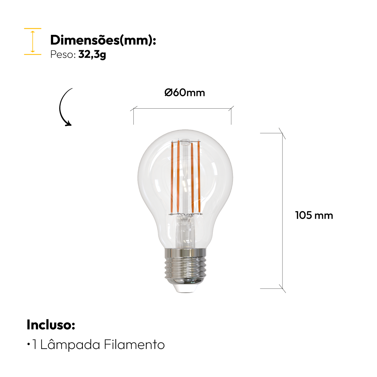 Lâmpada Led Pera Filamento Clear 15W 6500k Branco Frio E27 Alut