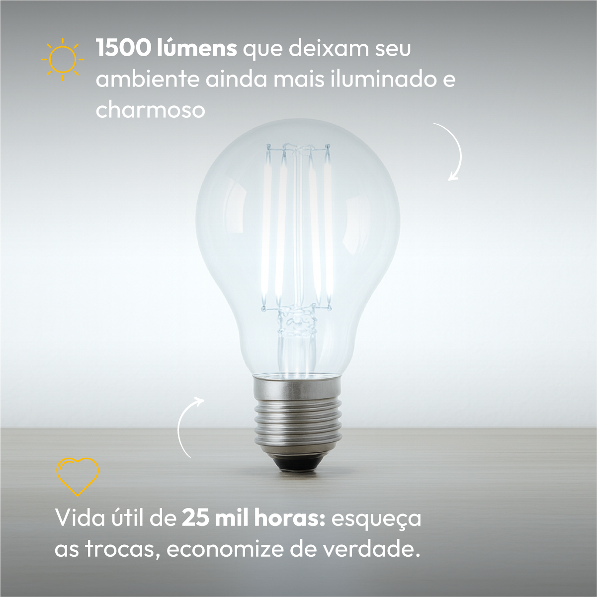 Lâmpada Led Pera Filamento Clear 15W 6500k Branco Frio E27 Alut