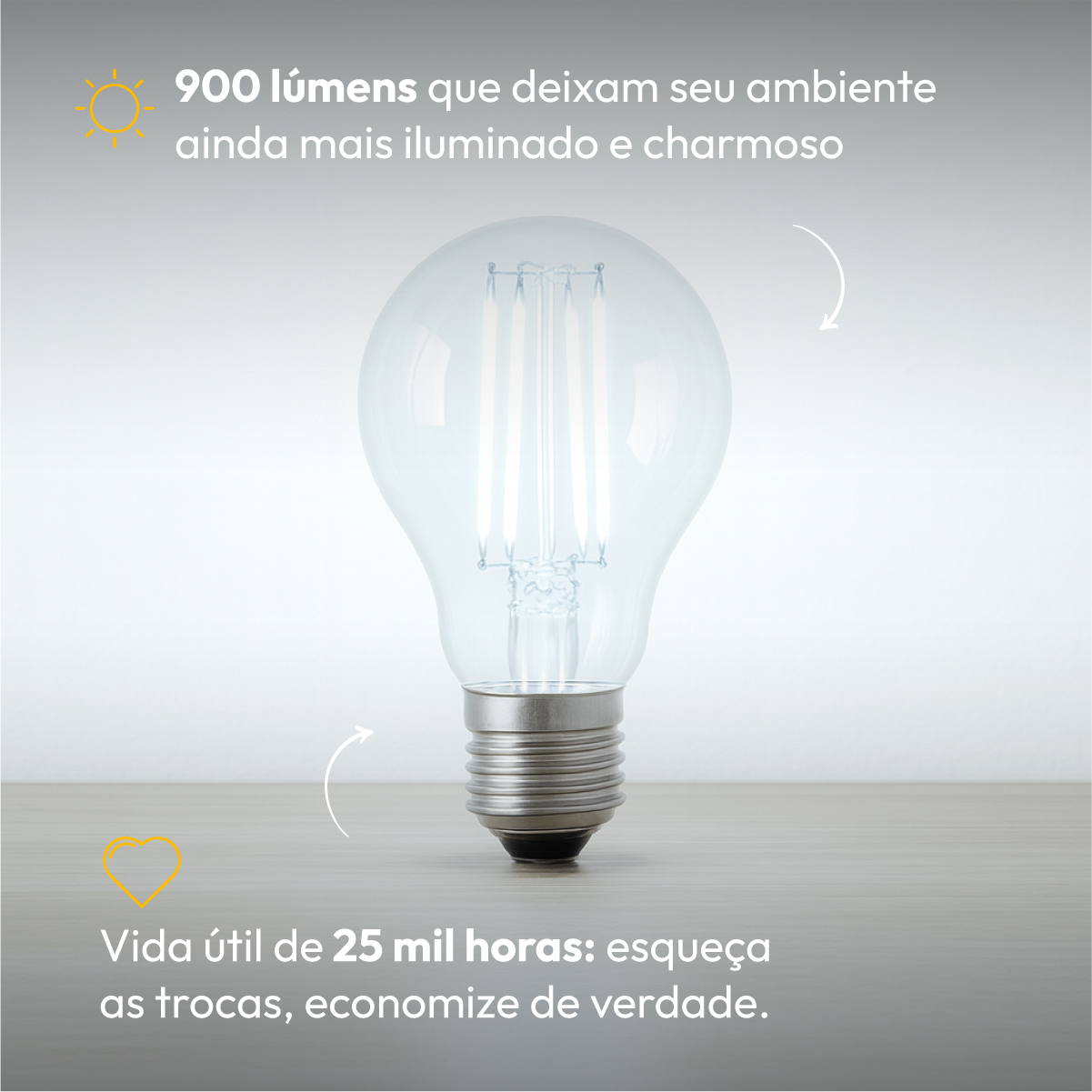 Lâmpada Led Pera Filamento Clear 9w 6500k Branco Frio E27 Alut