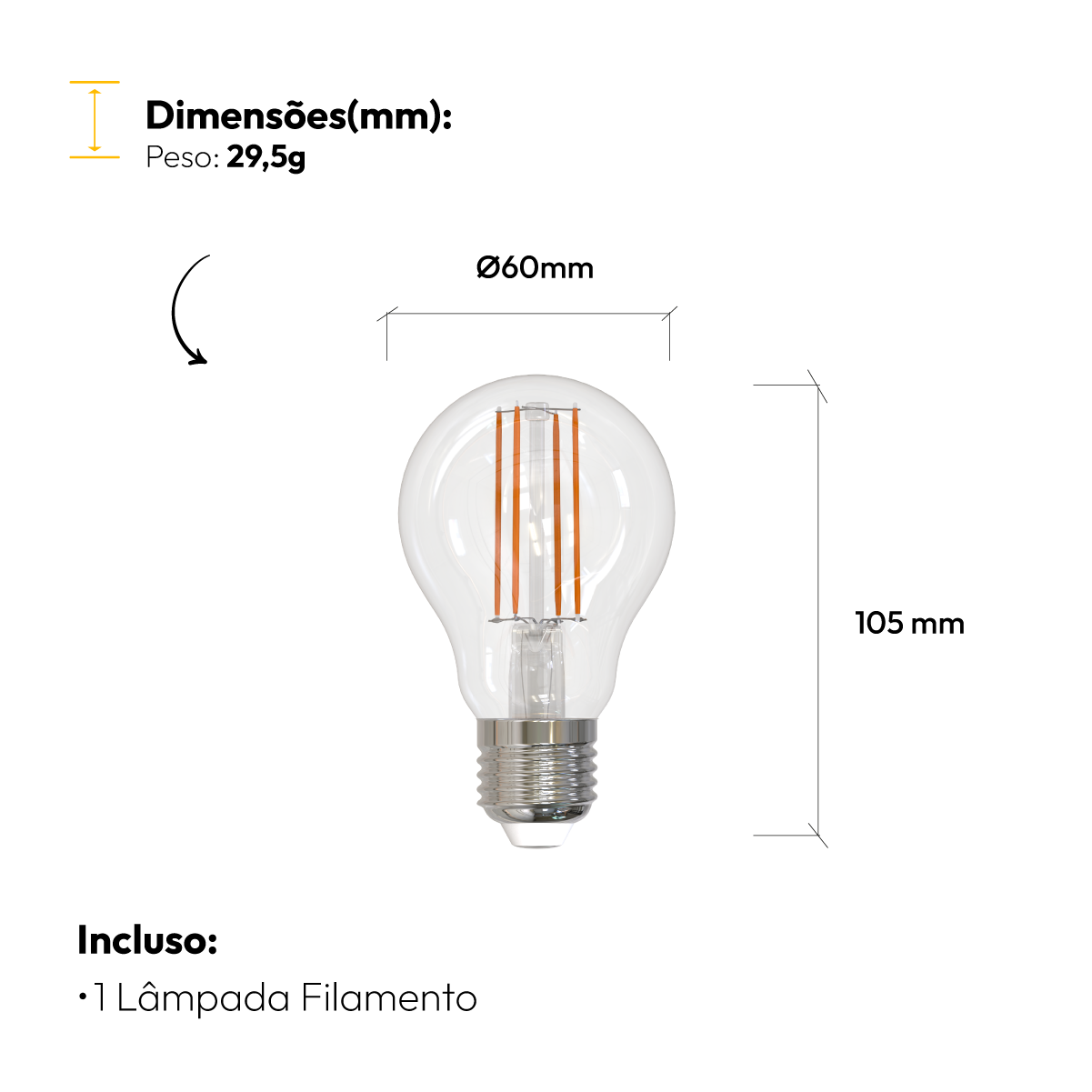 Lâmpada Led Pera Filamento Clear 9w 6500k Branco Frio E27 Alut