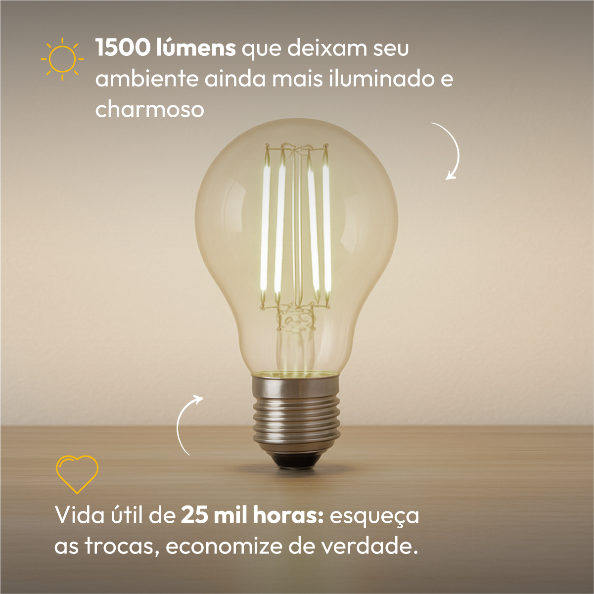 Lâmpada Led Pera Filamento Clear 15w 4000k E27 Alut