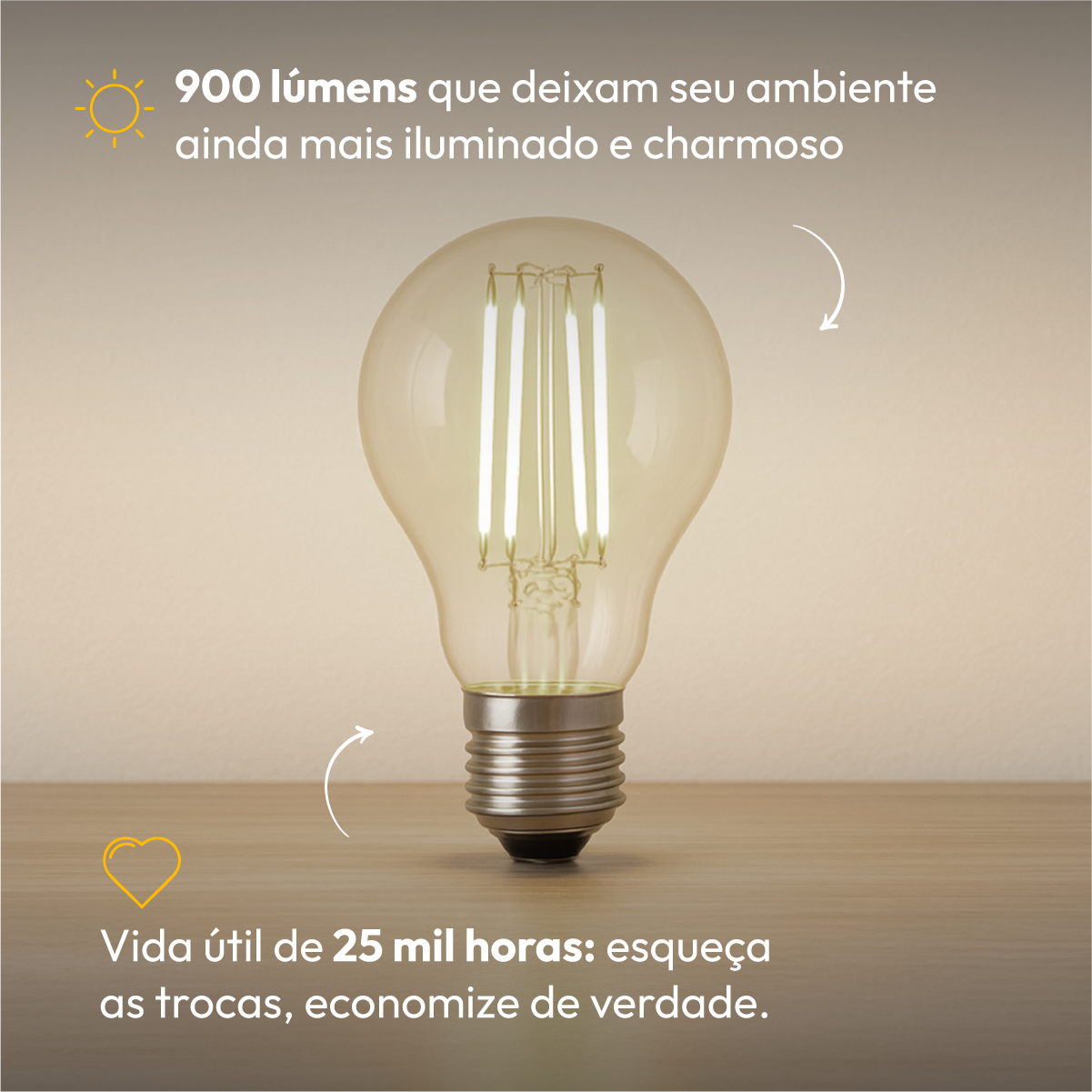 Lâmpada Led Pera Filamento Clear 9W 4000k Branco Neutro E27 Alut