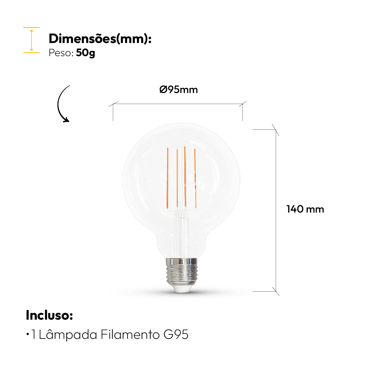 Lâmpada Led Globo Retro Clear G95 9w 2700k E27 Alut