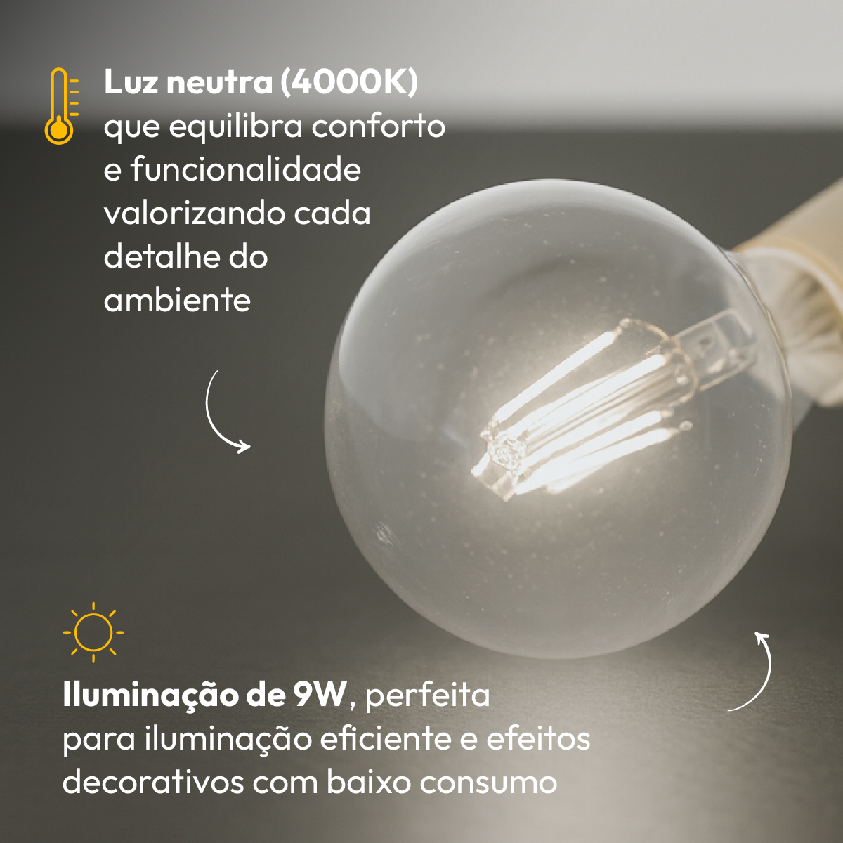 Lampada Led Globo Retro Clear G125 9w 4000k Branco Neutro E27 110v/220v Alut