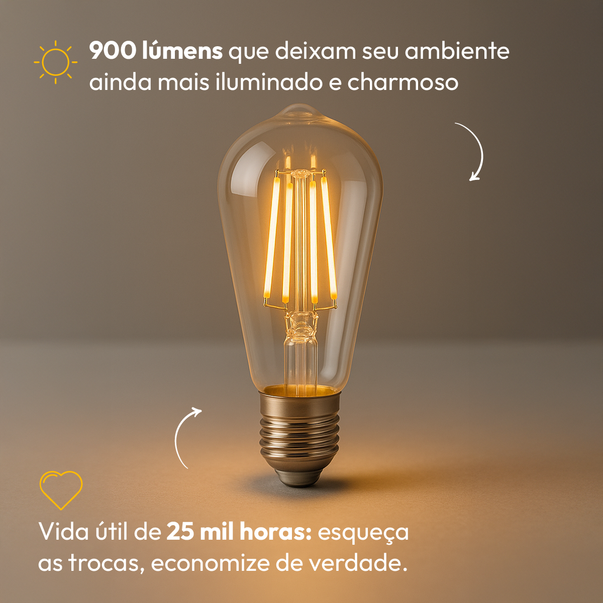 Lâmpada Led Filamento St64 9w 2700k E27 Bivolt Alut