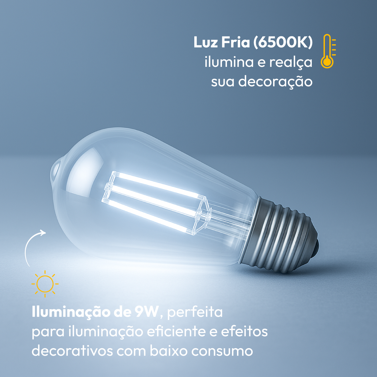 Lâmpada Led Filamento St64 9w 6500k E27 Bivolt Alut