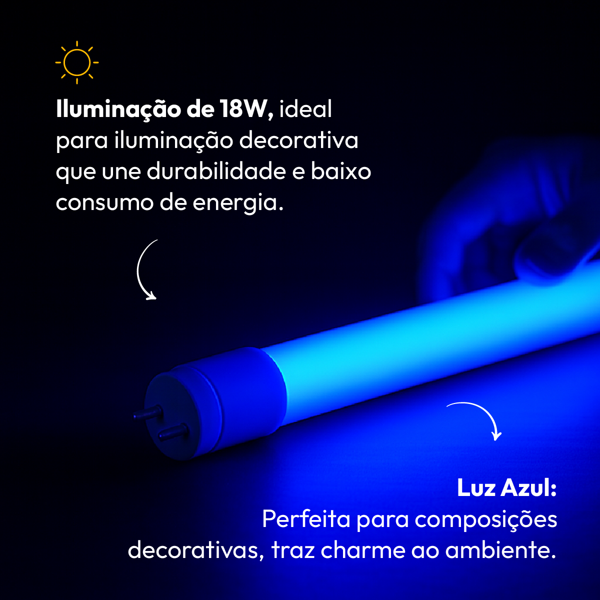 Lâmpada Led Tubular T8 18w Azul G13 Bivolt Alut