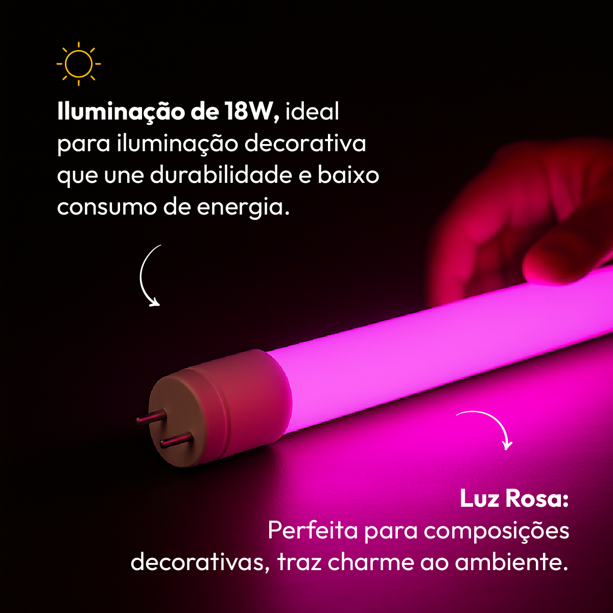 Lampada Led Tubular T8 18w Rosa Bivolt Alut