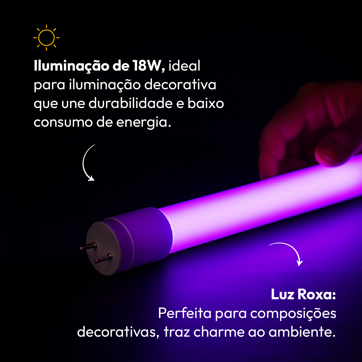 Lâmpada Led Tubular T8 18w Roxo Bivolt Alut