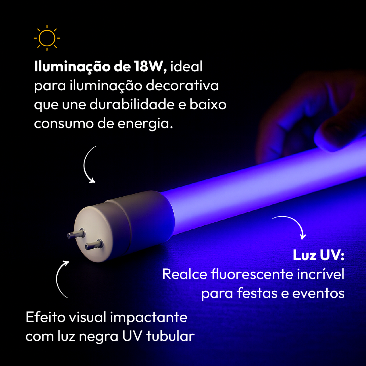 Lâmpada Led Tubular T8 18w Ultra Violeta G13 Bivolt Alut