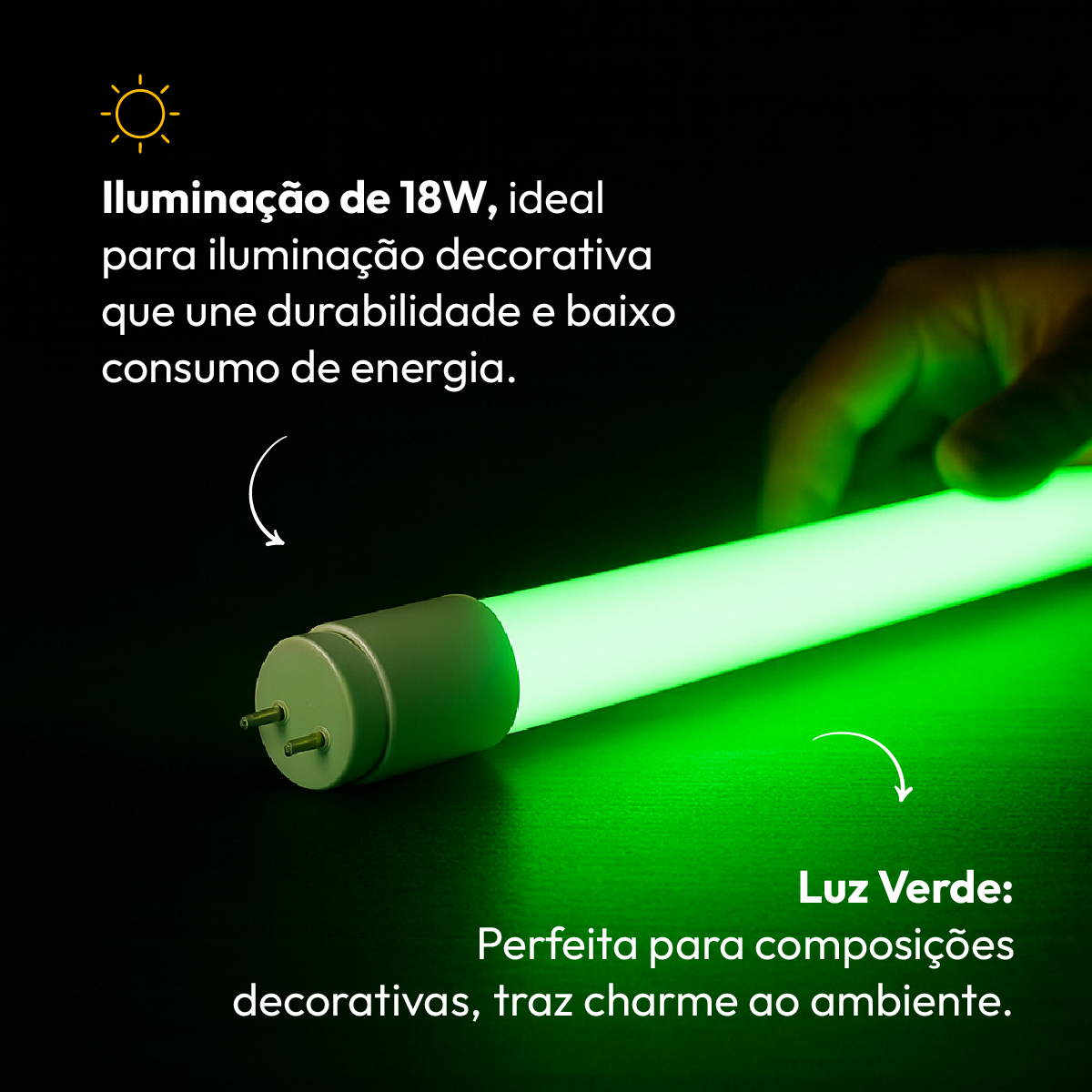 Lâmpada Led Tubular T8 18w Verde G13 Bivolt Branco Alut