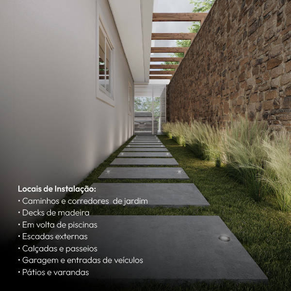 Luminária de Chão Led Solo Embutir 5w 3000k Branco Quente IP65 Bivolt Escovado Alut