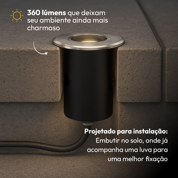 Luminária de Chão Led Solo Embutir 5w 3000k Branco Quente IP65 Bivolt Escovado Alut