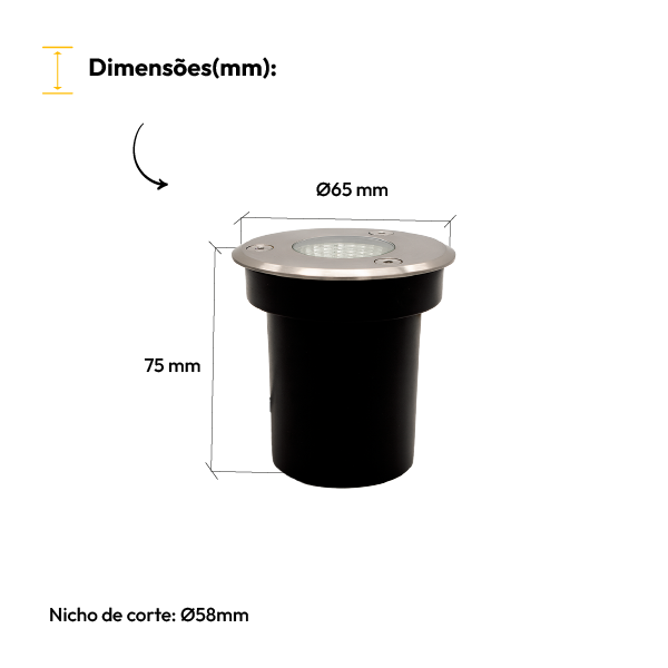 Luminária de Chão Led Solo Embutir 5w 3000k Branco Quente IP65 Bivolt Escovado Alut