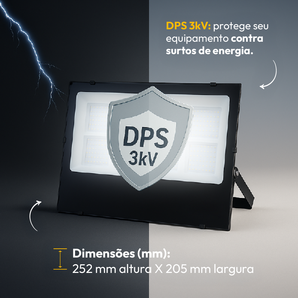 Refletor Led Slim 300w Branco Frio 6500k Bivolt IP65 Alut