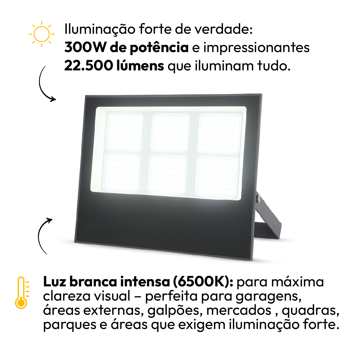 Refletor Led Slim 300w Branco Frio 6500k Bivolt IP65 Alut