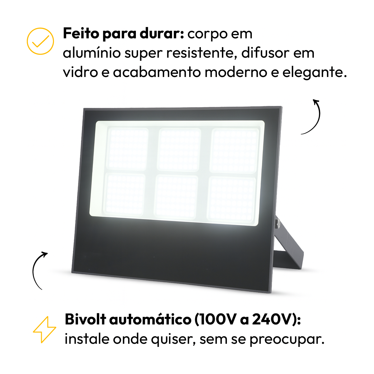 Refletor Led Slim 300w Branco Frio 6500k Bivolt IP65 Alut