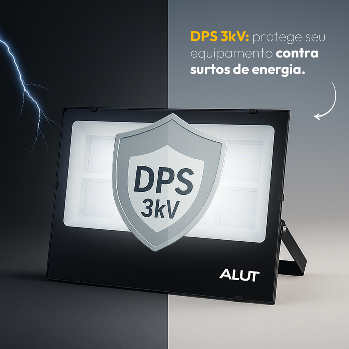 Refletor Led Slim 400w Branco Frio 6500k Branco Frio Bivolt IP65 Alut