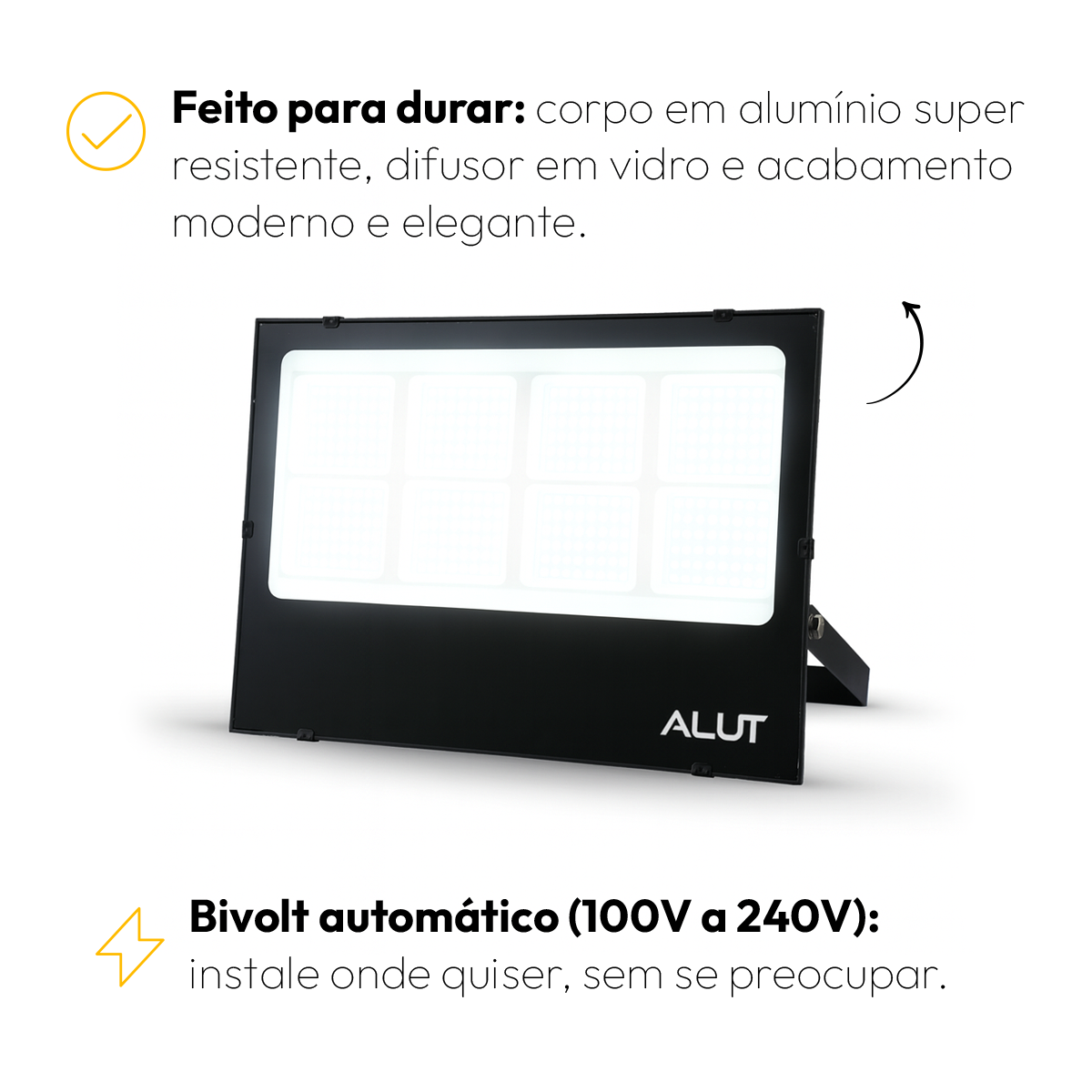 Refletor Led Slim 400w Branco Frio 6500k Branco Frio Bivolt IP65 Alut