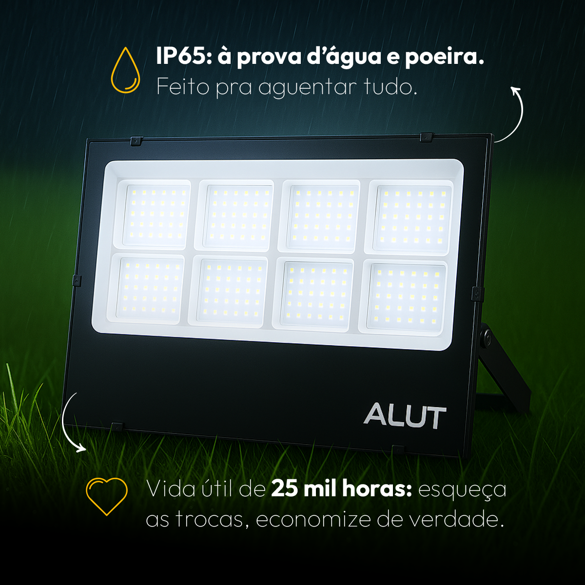 Refletor Led Slim 400w Branco Frio 6500k Branco Frio Bivolt IP65 Alut