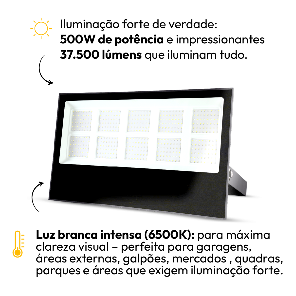 Refletor Led Slim 500w Branco Frio 6500k Bivolt IP65 Alut