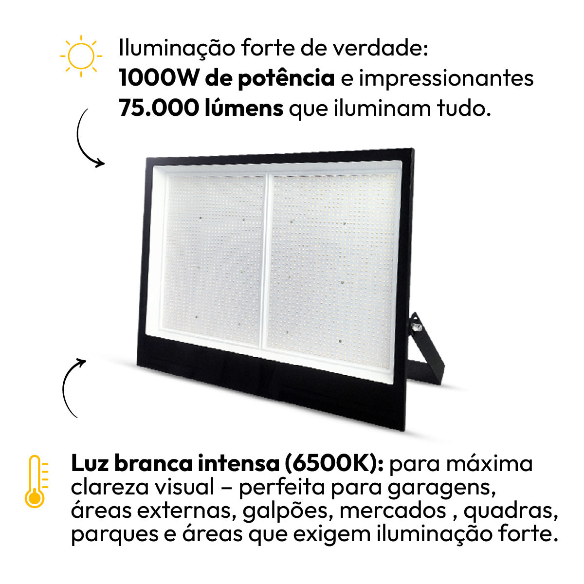Refletor Led Slim 1000w Branco Frio 6500k Bivolt IP 65 Alut