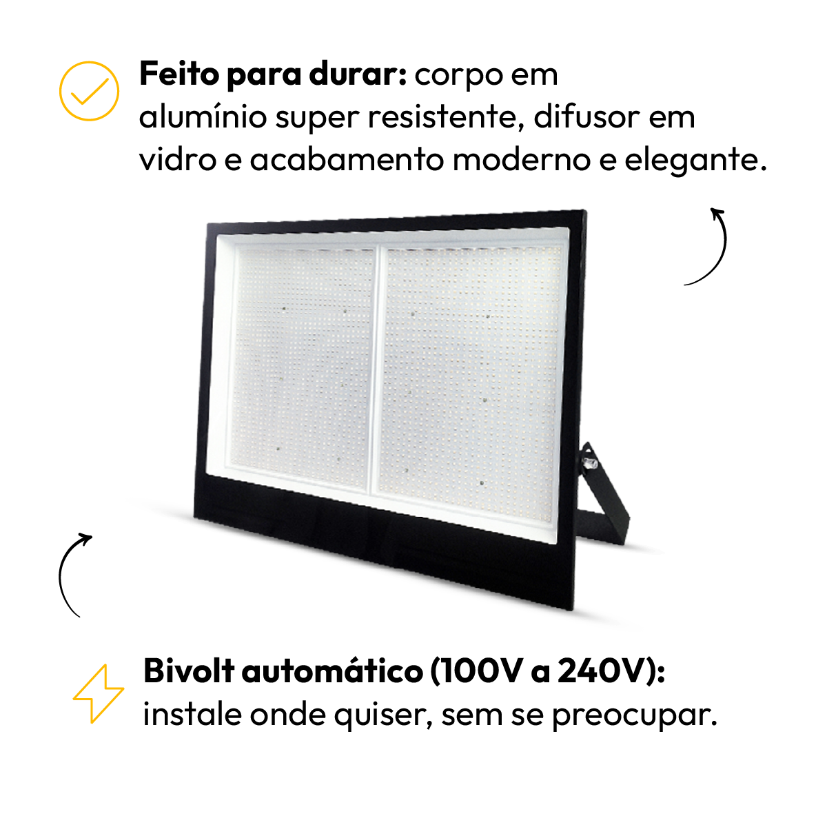 Refletor Led Slim 1000w Branco Frio 6500k Bivolt IP 65 Alut