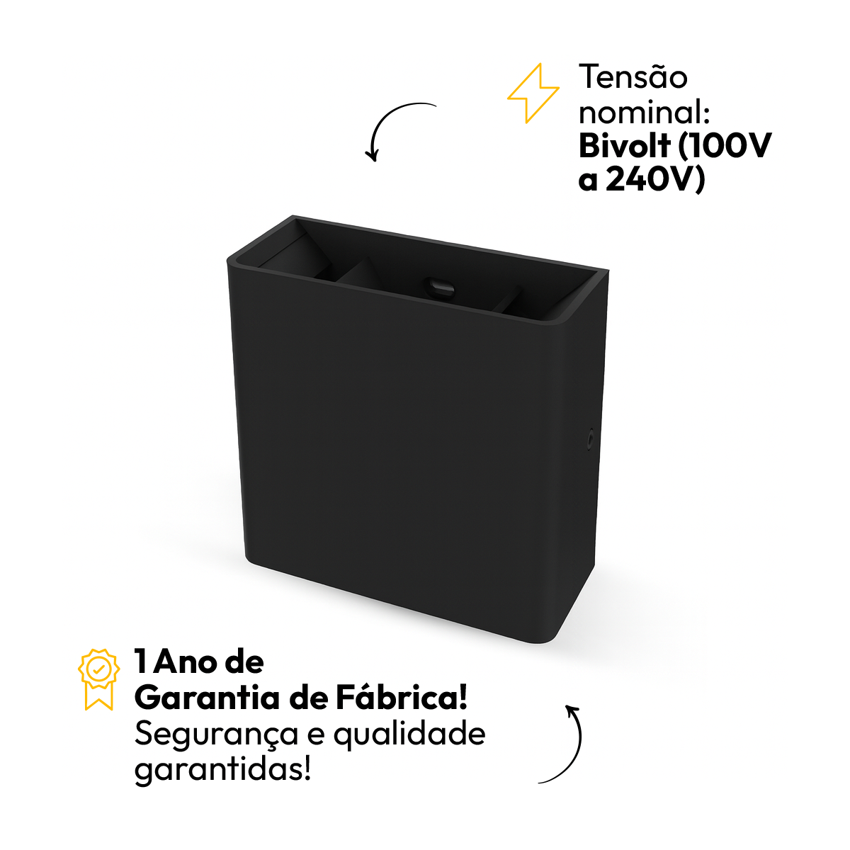 Arandela Duplo Facho Led Aura 4w 3000k Branco Quente Ip65 Preto Alut