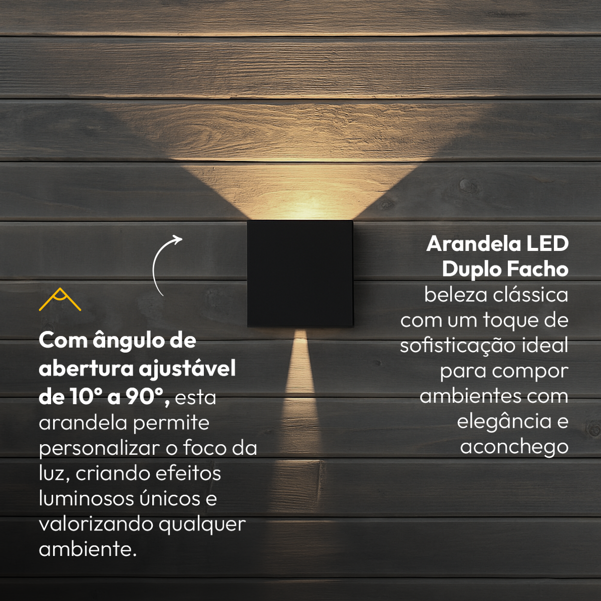 Arandela Duplo Facho Led Aura 4w 3000k Branco Quente Ip65 Preto Alut