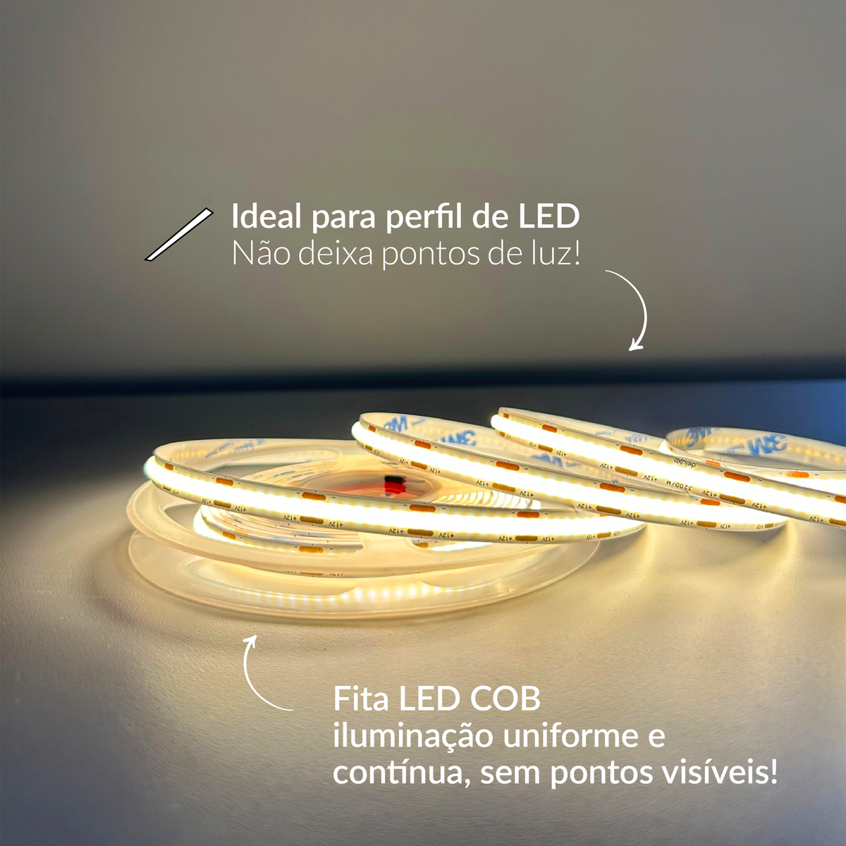 Fita Led Cob 5m 8w 2700k Branco Quente 720lm 12v Alut - ALUT