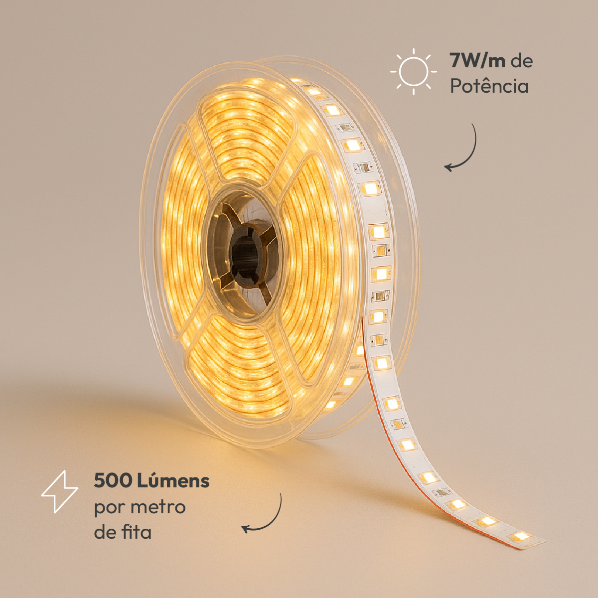 Fita Led Facile Basic 5m 7w 2700k Branco Quente 500lm IP65 220v Alut - ALUT