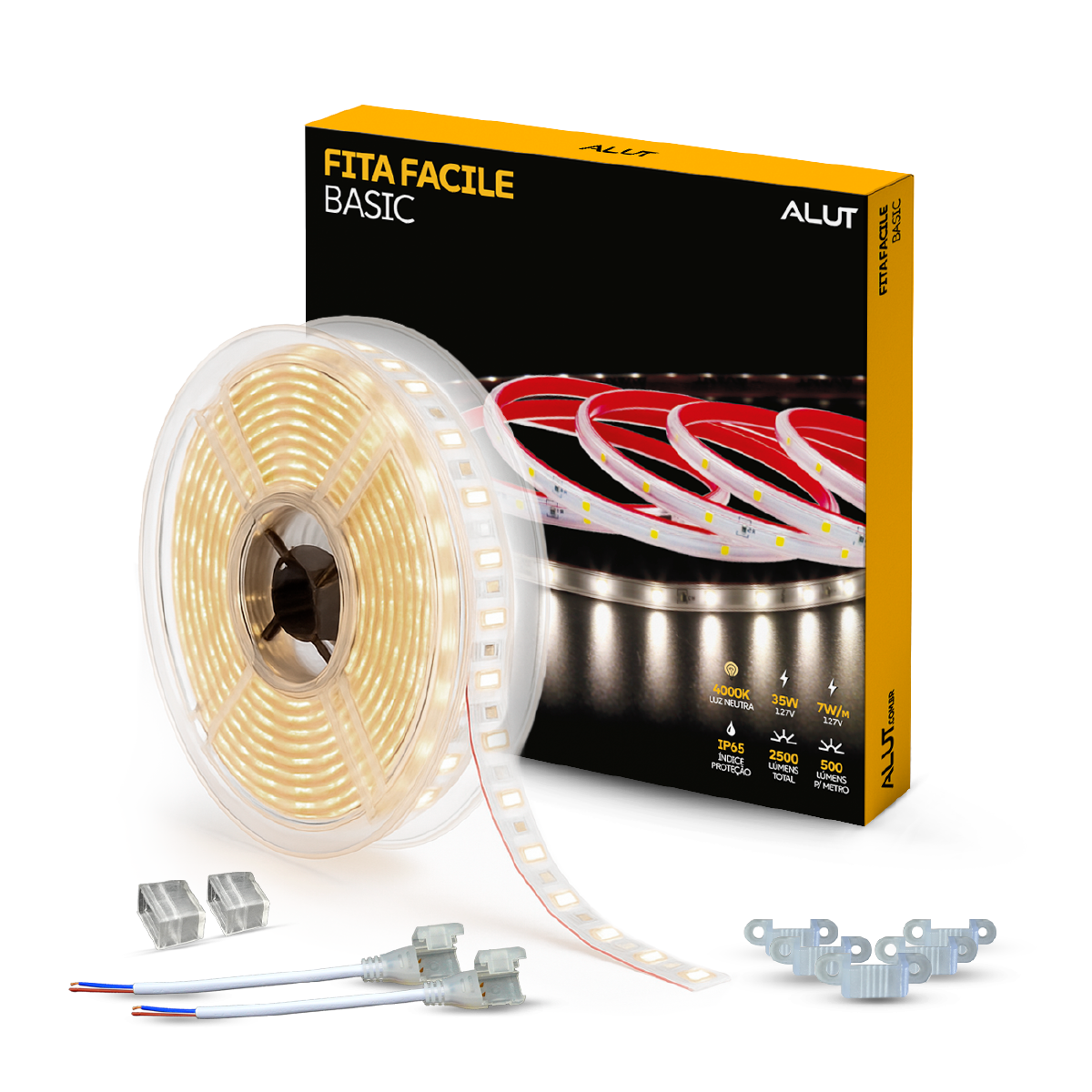 Fita Led Facile Basic 5m 7w 4000k Branco Neutro 500lm IP65 220v Alut - ALUT