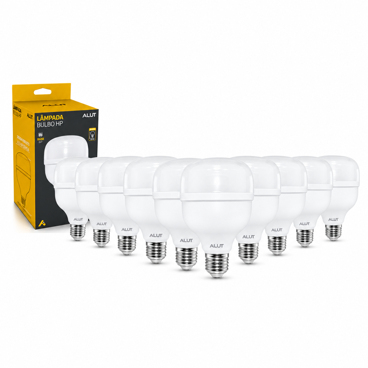 Kit 10 Lâmpadas Led Bulbo Hp 100w 6500k Branco Frio E27 Bivolt IP20 Alut - ALUT