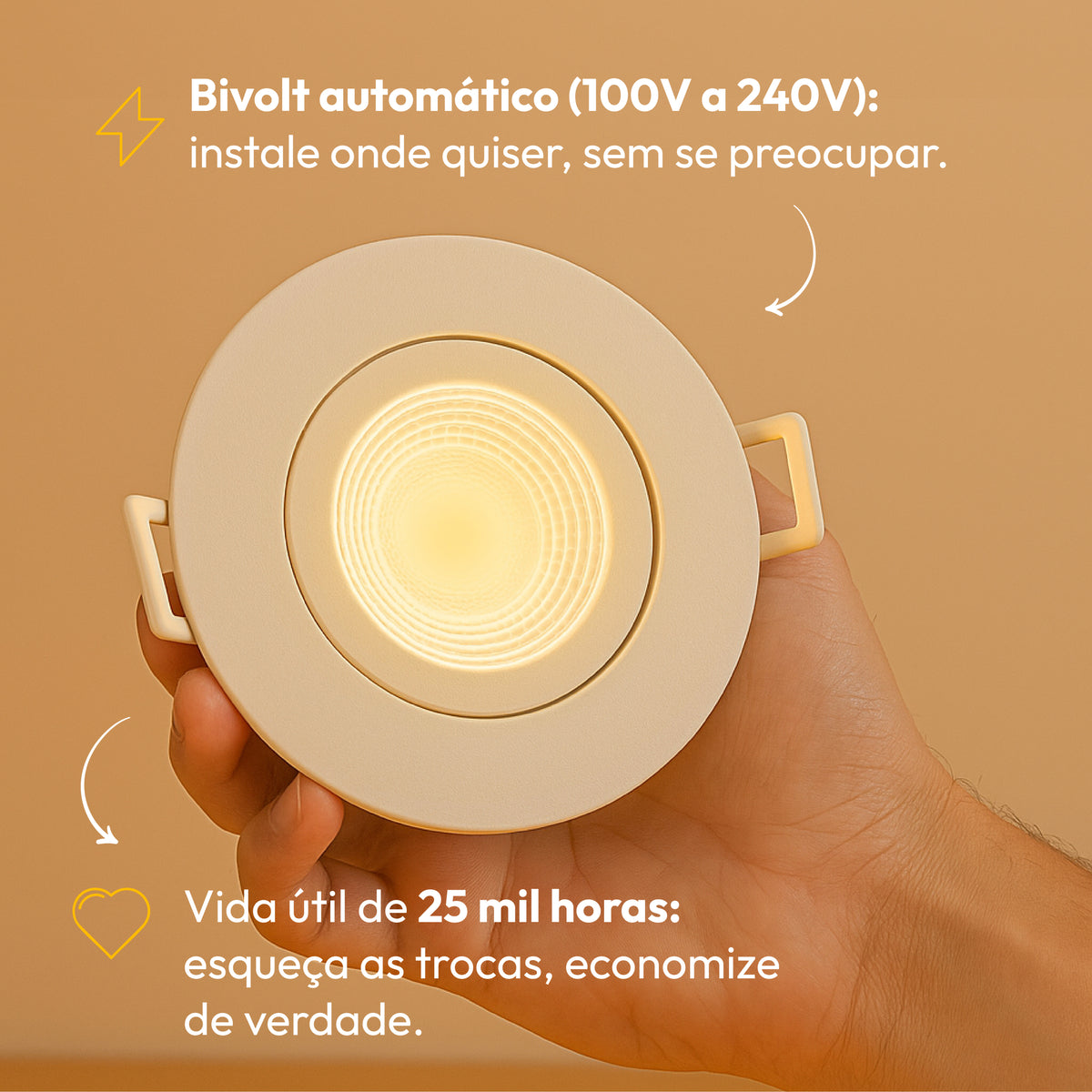 Kit 10 Spot Led Embutir 7w 3000k Branco Quente Bivolt Redondo Branco Alut - ALUT