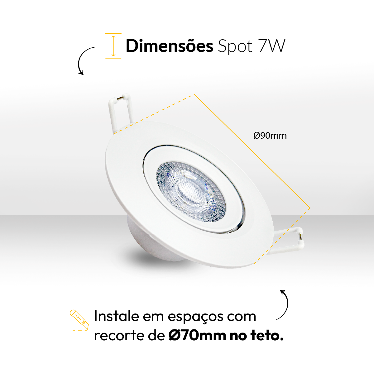 Kit 10 Spot Led Embutir 7w 3000k Branco Quente Bivolt Redondo Branco Alut - ALUT