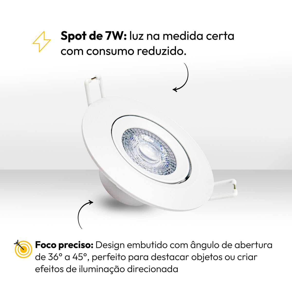 Kit 10 Spot Led Embutir 7w 3000k Branco Quente Bivolt Redondo Branco Alut - ALUT