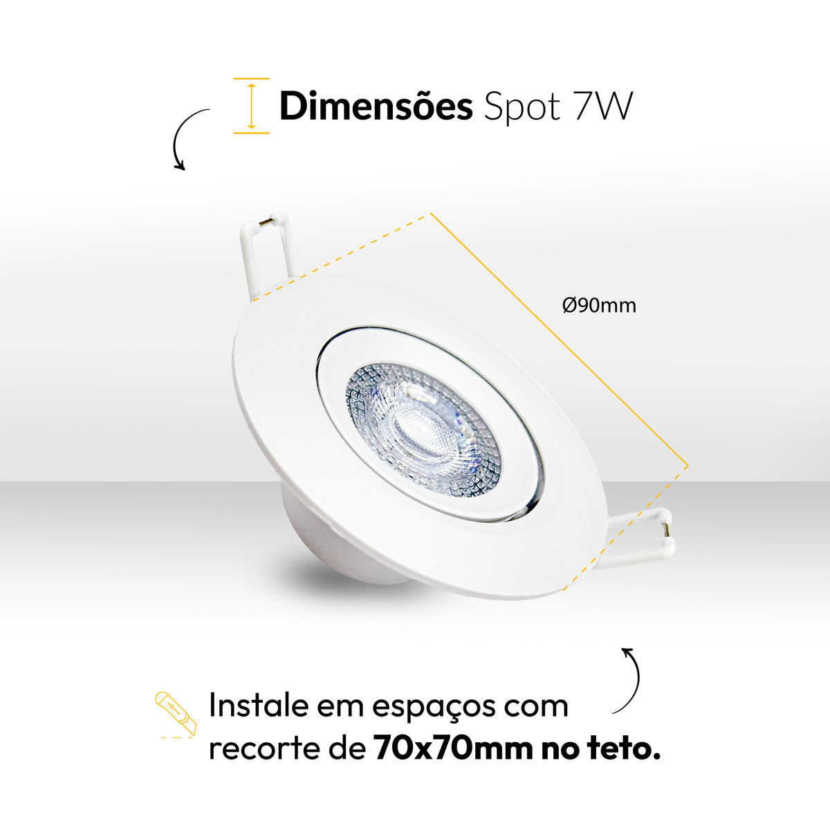 Kit 10 Spot Led Embutir 7w 4000k Branco Neutro Bivolt Redondo Branco Alut - ALUT