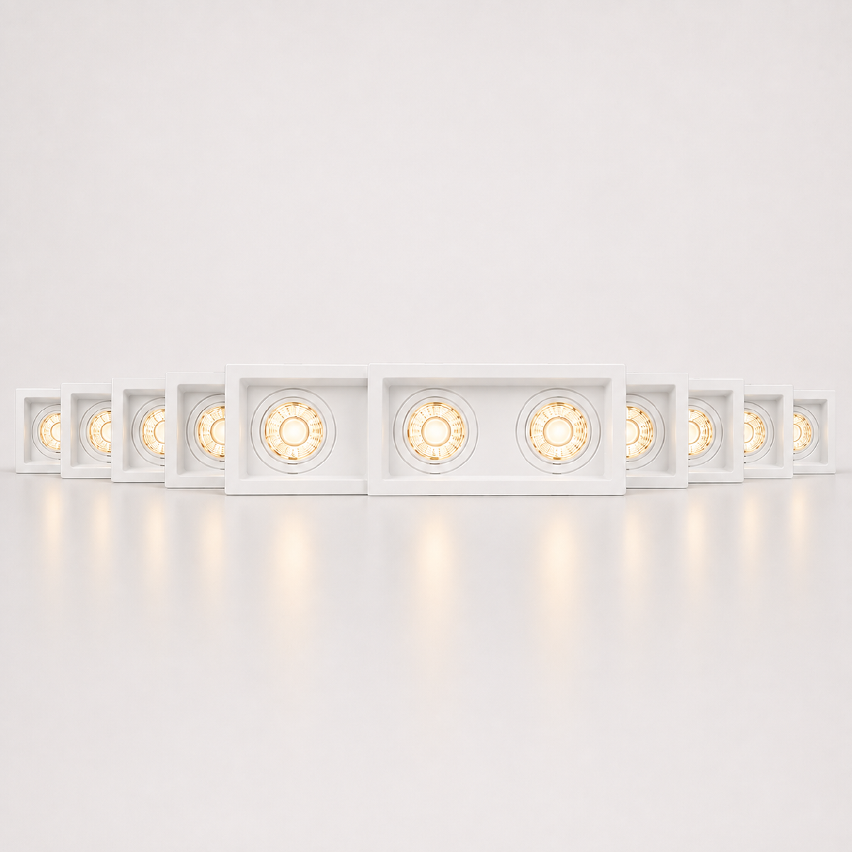 Kit 10 Spot Recuado Duplo + Lâmpada Led Dicróica MR16 4,8w 3000k Branco Quente GU10 Branco Alut - ALUT