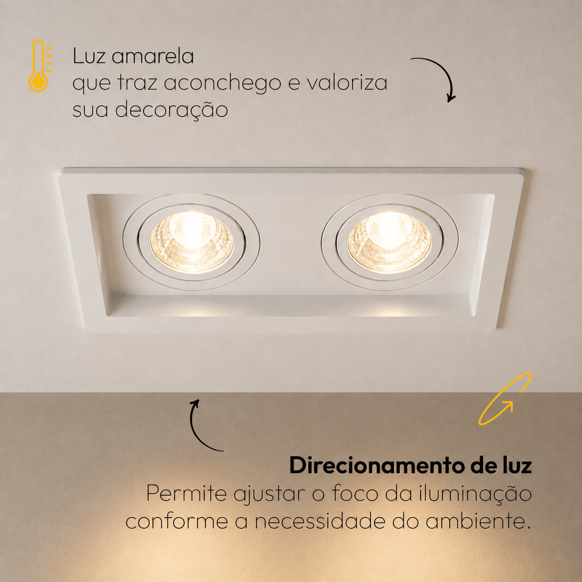 Kit 10 Spot Recuado Duplo + Lampada Led Par20 7w 3000k Branco Quente E27 Branco Alut - ALUT