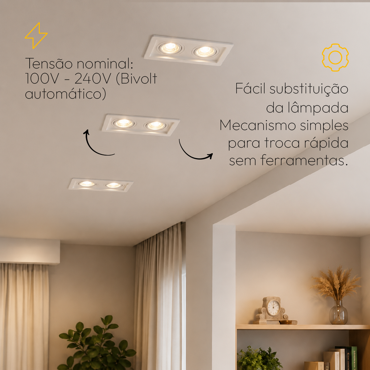 Kit 10 Spot Recuado Duplo + Lampada Led Par20 7w 3000k Branco Quente E27 Branco Alut - ALUT