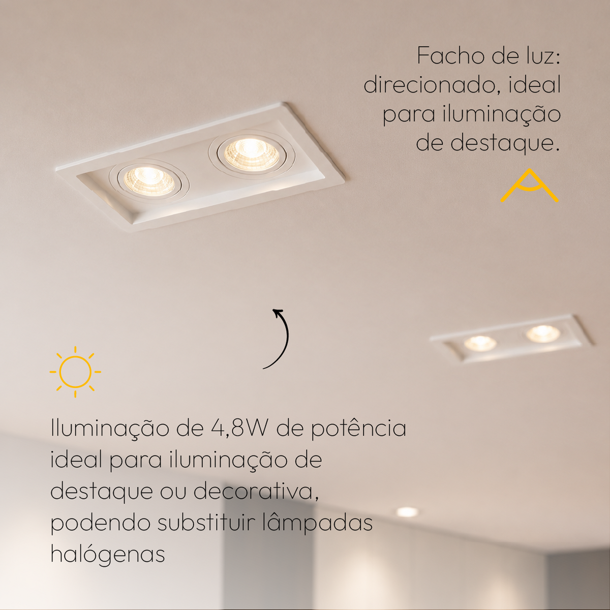 Kit 10 Spot Recuado Duplo + Lampada Led Par20 7w 3000k Branco Quente E27 Branco Alut - ALUT